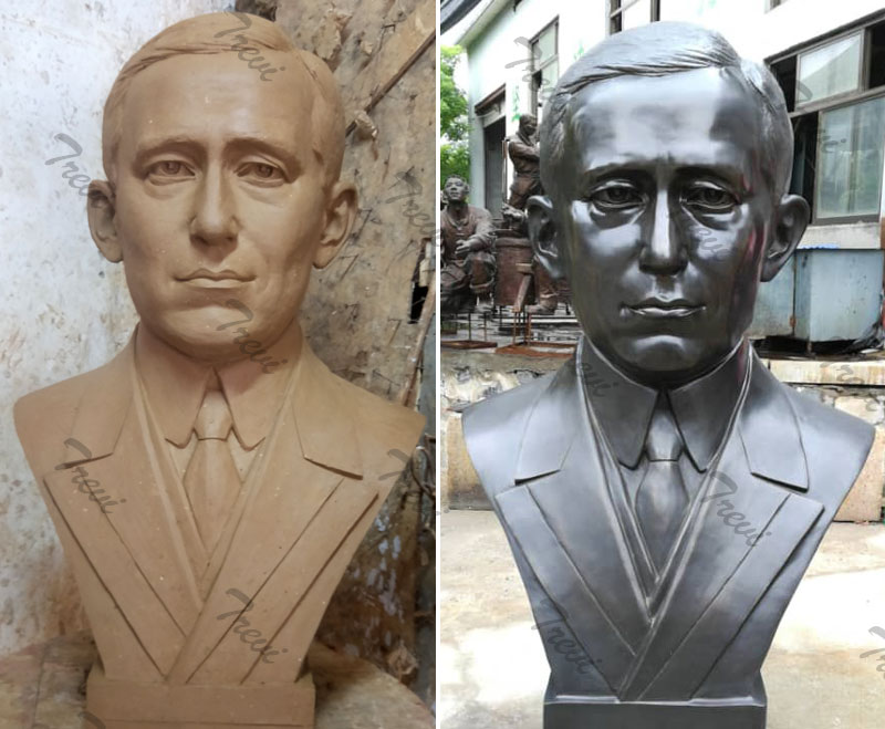 Affordable custom head statues of Marconi bronze sculpture and clay model