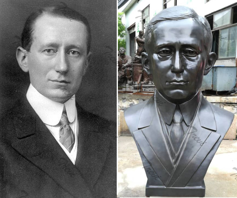 Affordable custom head statues of Marconi bronze sculpture from a photo