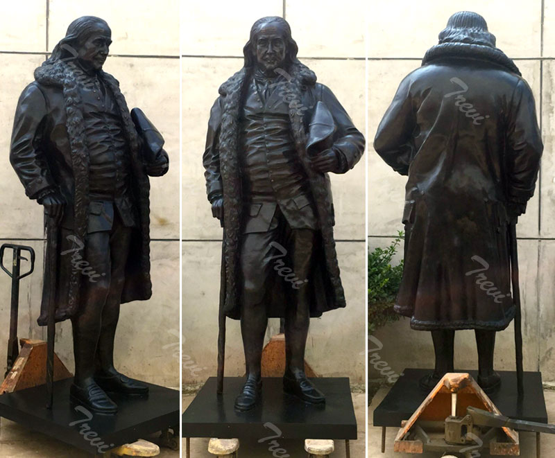 Custom Benjamin Franklin life size bronze sculpture from his photo