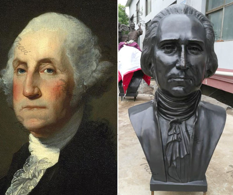 Custom bronze bust head statue from photo of Washington for sale