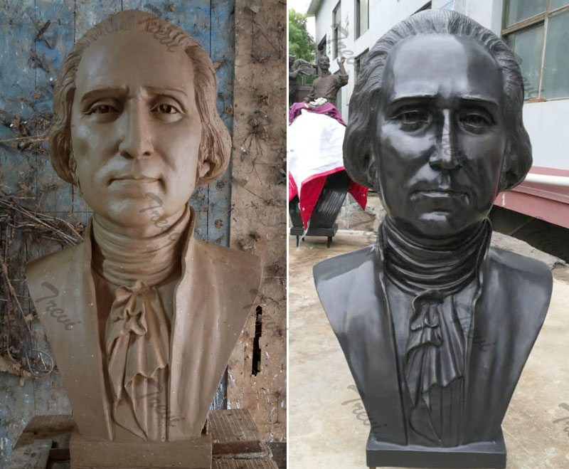 Custom clay model and bronze bust from photo of Washington for sale