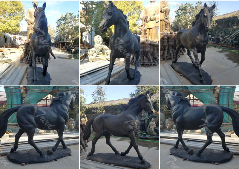 Custom life size black horse personalized pet bronze statues for sale