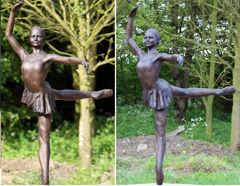 Custom made beautiful dancing little girl bronze garden statues completed