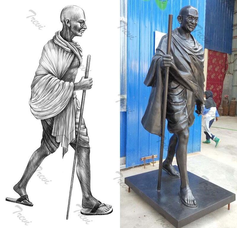 Custom made bronze sculpture of mohandas karamchand gandhi from photo