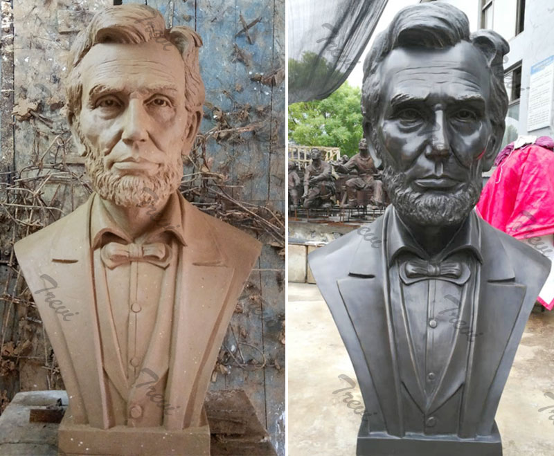 Custom made clay model and bronze bust statues of President lincoln from a photo fro sale