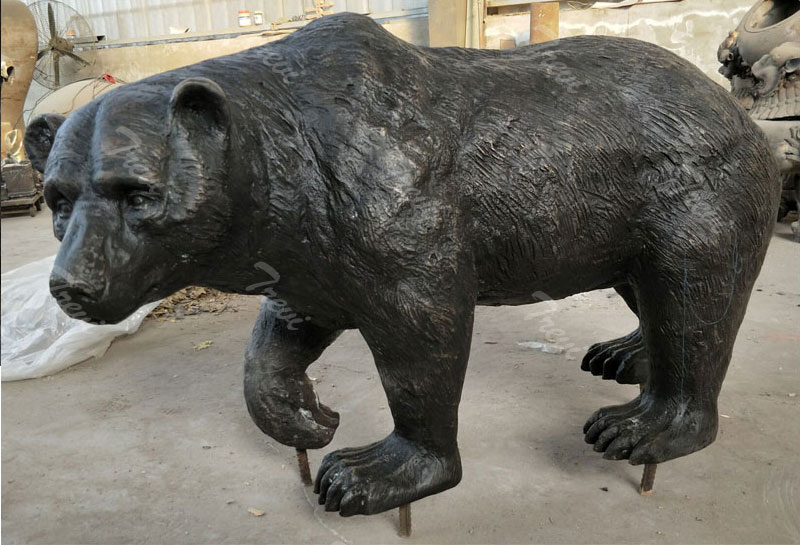 Custom made wildlife standing bear life size bronze outdoor statues for sale