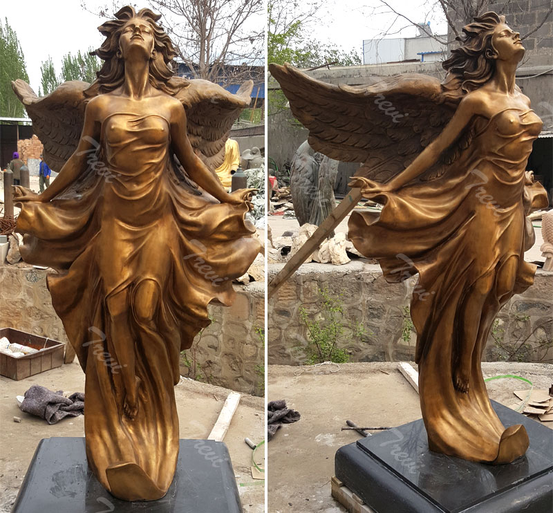 Discount custom made flying girl life size bronze garden statues different angles