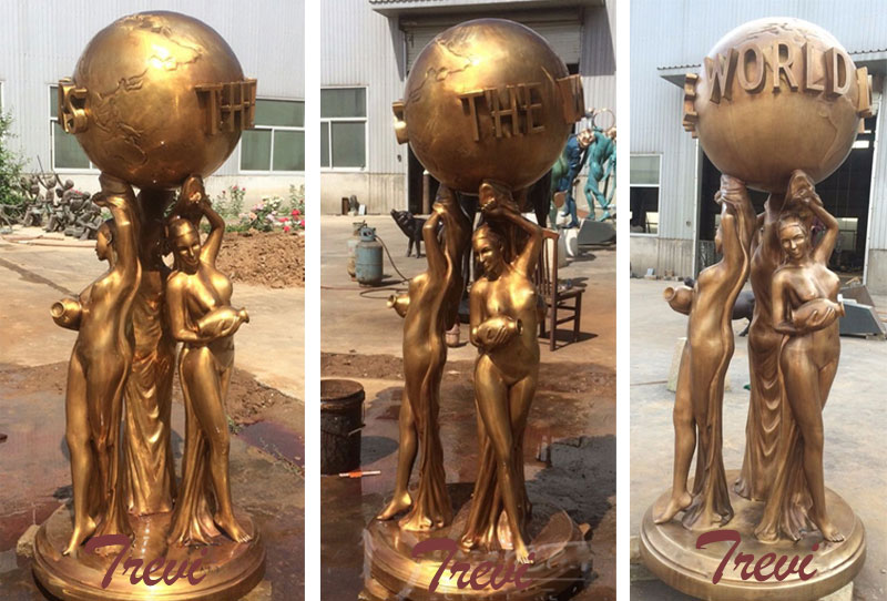 Famous life size outdoor garden bronze statues the world is yours costs