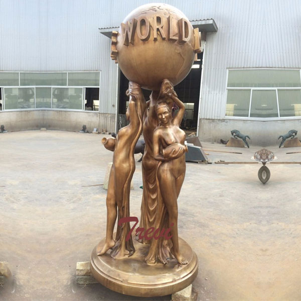 Famous life size outdoor garden bronze statues the world is yours BOKK-438